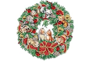 DEMIAWAKING Weihnachtskranz Diamond Painting Bilder Weihnachtsgirlande Diamant Malerei Weihnachten Türkranz, Teilweise speziell Bohr Weihnachten Deko 30x30cm (07)