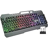 KLIM Lightning sans Fil NOUVEAUTÉ 2022 - Clavier Gamer sans-Fil Semi-Mécanique + Rétroéclairage RGB + Châssis en Métal et Tou