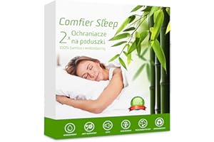 Comfier Sleep Wodoszczelne poszewki na poduszki, 40 x 70 cm, z zamkiem błyskawicznym, antyalergiczne, 100% bambus, 2 sztuki, rozmiar standardowy, 2 sztuki, 40 x 70 cm