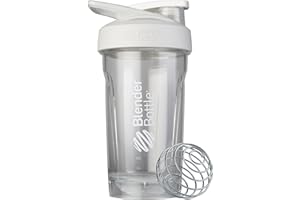 BlenderBottle Strada Shaker Cup, Wire Mixball For Protein Shakes and Pre Workout, 710ml, White