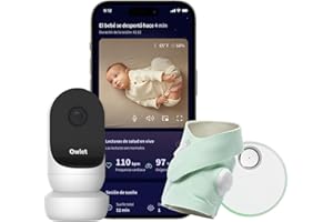 Owlet Dream Duo 2 Bundle- Vigilabebés Inteligente: Dream Sock y Owlet CAM 2 - Seguimiento de lecturas de Salud y Video en Vivo - Verde (Mint)