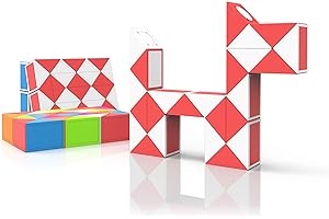 ROXENDA Serpent Magique avec 24 Blocs, Magic Snake Cube Twist Puzzle - Jeux de Puzzles 3D Fidget Cube Serpent Magique Cadeau Anniversaire pour Enfants et Adultes - 1 Pack (Rouge)