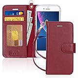 Fyy iPhone 8 Case, iPhone 7 Case, [RFID Blocking Wallet] Premium Genuine Leather 100% Handmade Wallet Case Stand Cover Credit