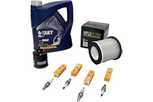 MVH BOCKAUF Kit d'entretien huile 4 l + filtre à air + filtre à huile + bougies d'allumage pour Yamaha XJ 600 XJ600 Diversion année de construction 1992-2003