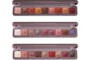 HQDA 3 Pack Eyeshadow Palette Set – Highly Pigmented Matte & Shimmer Eye Makeup, Colourful Nude Shades for Professional Looks, Convenient Portable Travel Eyeshadow Palette (3Pack/Set)