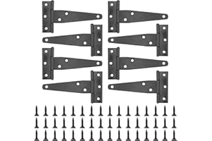 NAMYEUT 8 Stück 10 cm T Scharniere Schwarz, Schwerlast Scharnier Türscharnier Klappbar mit Schrauben, Verzinkt Torbänder Gartentor Scharniere für Holztüren Fenster Schrank Scheunentore