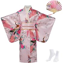 Kimono Japonais Enfant Yukata - Robe Traditionnelle En Satin Pour Fille