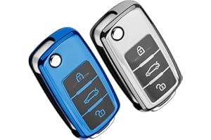 MOICAINY 2 Stück Autoschlüssel Hülle, Schlüssel Hülle Kompatibel VW Golf Seat Schlüsselhülle Cover 3-Tasten TPU Auto Schlüssel Cover