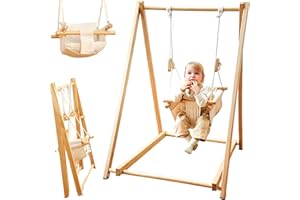 TINY THINKERS Balançoire en Bois pour bébé - avec siège à Bascule - Pliable - Chaise à Bascule pour - Siège à pour - Bois de pin - Jouet en