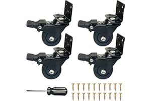 JINGTOPS Juego de 4 ruedas para muebles con freno, ruedas resistentes de 50 mm, ruedas en forma de L para muebles, capacidad de carga 50 kg por rueda, sin marcas ni silencio, ruedas giratorias de TPR