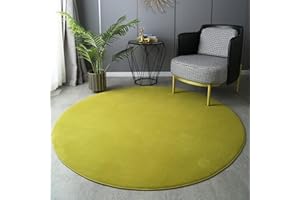 GIBZ Tappeti Rotondo Velluto Corallo Morbido Solido Tappetino Lavabile Bambini Memory Foam per Salotto Camera da Letto, Verde, 200×200cm