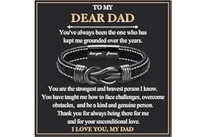 EYQV Gifts for Fathers Day, Leather Bracelet Dad Grandad Step Dad Daddy Gifts for Fathers Day from Daughter Son Grandchild, Unique Mens Gifts for Birthday Christmas Thanksgiving