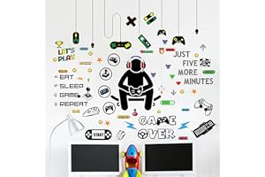 JINGYOU Gamer Stickers Muraux, Stickers Muraux de Jeux Vidéo, Amovible Vinyle Gamer Autocollant Décoration, Autocollant Mural Contrôleur Jeu Vidéo, pour Chambre de Garçons, Maison, Chambre à Coucher