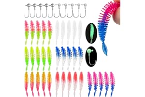 SYHDFXKNP 35 Piezas Señuelos Spinning Señuelos Pesca Señuelos Pesca Mar Señuelos Black Bass Anzuelos de Pesca Accesorios de Pesca para Trucha con 10 Anzuelo Silicona Suave Biomimética Pesca para el Agua Dulce S