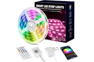 Beaeet Luces Led Habitacion 15 Metros, Tiras Led RGB 5050 Luces Led Habitación, Control con App y Mando a Distancia,16 Millones de Colores y Música Modos,Perfecta para Decoración Navidad, Fiestas
