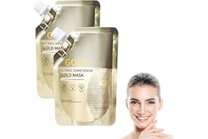 HORUILI Goldmaske, Retinol Schlangengift Goldmaske, Anti-Aging Gesichtsmaske, für das Gesicht feuchtigkeitsspendend straffend, reduziert feine Linien, 2 Stück