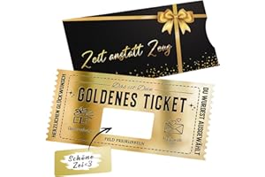 LUCKEEY Goldenes Ticket, Gutschein zum Selber Ausfüllen mit Rubbellos Umschlag, Personalisierte Lustige Geschenke, Geburtstagsgeschenk Geburtstagskarte für Frauen Beste Freundin Männer - Zeit Anstatt Zeug