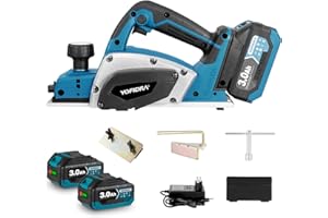 Yofidra Cordless Planer - 15000RPM Electric Power Wood Planer Batteries Planer Tools with 82mm Width, 2mm Depth 650W Motor, 2 Batteries & Charger, Hand Planer Tool Kit