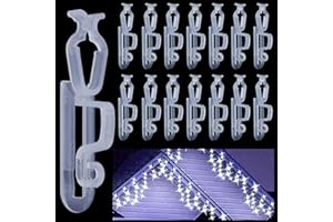 Vikdio 50 Pcs Gutter Hooks for Christmas Lights Outdoor, Gutter Clips for Fixing Outdoor String Lights, Work with C9 C7 C6 on Shingles, Roof Ridge Line on Halloween Xmas Decoration Outdoor