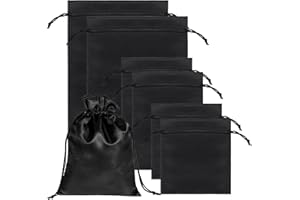 INNOHHUSTLE 6 Pcs Toy Storage Bags, Quality Satin Silk Drawstring Pouch Adjustable Microfiber Toy Organizer Bags Gift Bag Foldable Ditty Bag for Women Men Toys Underwear Sunglasses Cosmetic (3 Sizes Black)