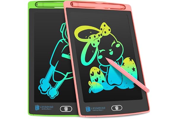 Tablette Enfant de 8,5 Pouces, Lot 2 Ardoise Magique pour Enfants, LCD tableau magique, Gribouillages Colorés, Cadeaux pour les Filles de 3 à 8 ans, Garçons
