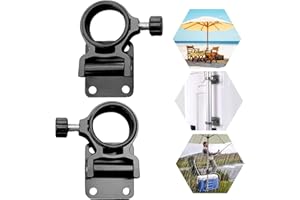 IUSOT Fishing Umbrella Holder, 2PCS Wall Mounted Parasol Clamp, Aluminum Alloy Fishing Box Bracket, Adjustable Pole Clamps Foldable Design for Outdoor Fishing Balcony Patio Use（black）
