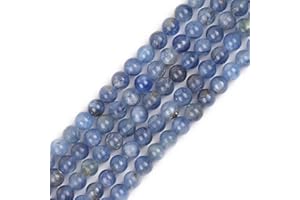 GEM-INSIDE CREATE YOUR OWN FASHION GEM-Inside - Cuentas sueltas semipreciosas de cianita azul natural de 4 mm para hacer joyas de 30,8 cm