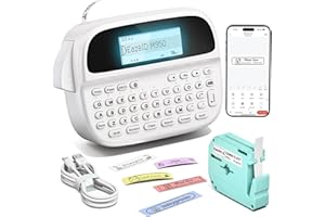 EazeID Mini Bluetooth Label Maker, Rechargeable Label Maker Machine with Tape-Waterproof, Portable Labeling Machine with QWERTY Keyboard & Backlit LCD, Labeler for Kitchen Classroom Teacher Kids