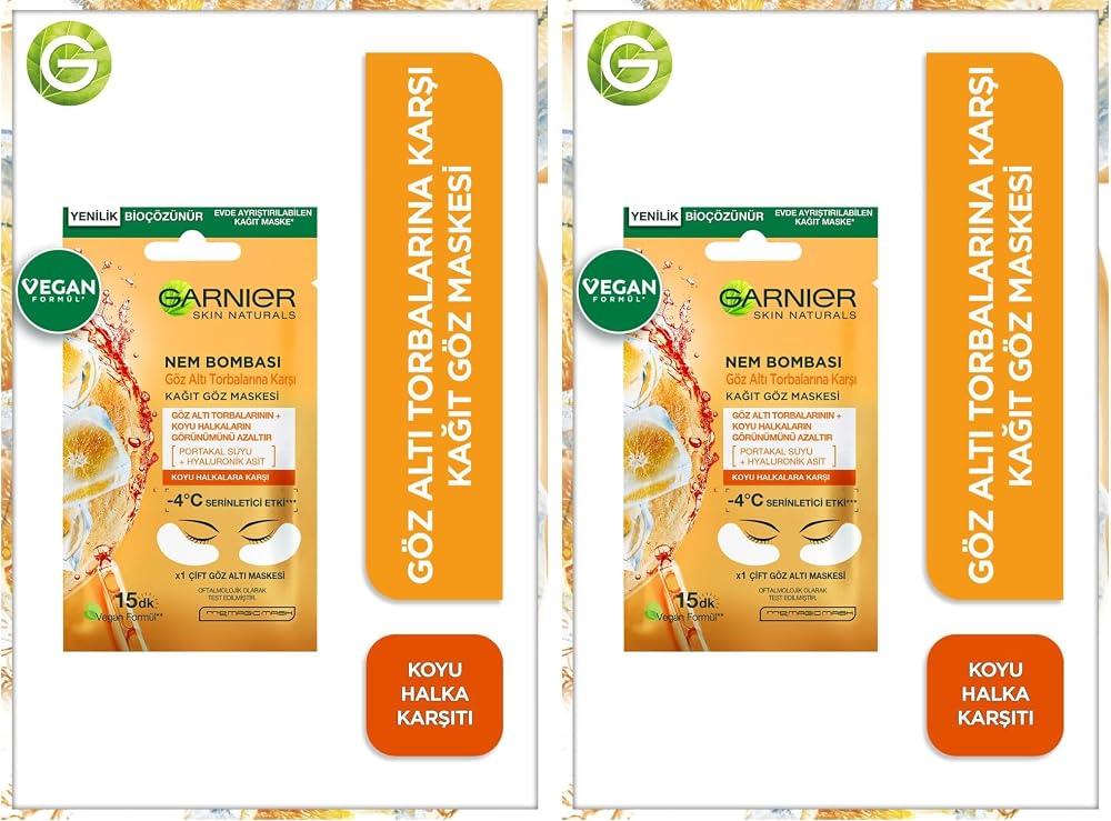 Garnier Nem Bombası Göz Altı Torbalarına Karşı Kağıt Göz Maskesi 2li paket