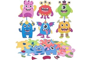 FIVEMILEBRO Set di 6 pezzi, kit di artigianato creativo fai da te per Halloween, con adesivi in feltro, artigianato autoadesivo, regalo di compleanno per bambini (Mostro)