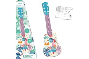 Lexibook, Disney Stitch, My first guitar for children, 6 nylon strings, 53 cm / 21'', Guide included, Blue, K200D