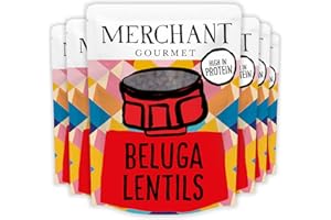 Merchant Gourmet Simply Cooked Beluga Lentils - High in Protein, Low Fat, Source of Fibre & Vegan Black Lentils - Pack of 6 x 250g Ready-to-eat Pouches