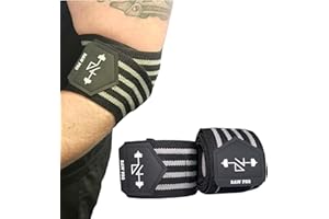 DanRaw Pro Elbow Compression Wraps - Black, Pair, Premium Support for Weightlifting, Powerlifting, and Strength Training