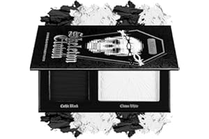 CYPEDO Schwarz-Weiß-Make-up-Palette, Halloween Schwarz-Weiß-Gothic Foundation & Lidschatten-Set, gepresstes Puder-Makeup für Smokey Eyes, hochpigmentiertes Gesichtsfarbe, Cosplay & Kostüm-Make-up