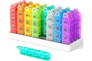 Colorwing Portapillole Mensile - Con 32 Porta Pillole Mensile Rimovibili (Portapillole da Viaggio 30 Giorni), Porta Pillole Mensile 31 Giorni 4 Dosi Giornaliere, Ideale per Vitamine e Integratori