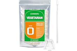 WANANFU Size 0 Empty Capsules Vegetarian (500 Count) Bundle with Micro Lab Spoon with Powder Tamper, Compatible with Capsule Filling Machine