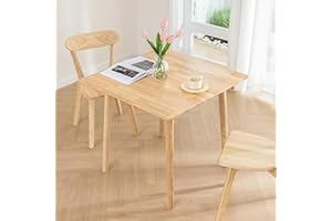 DELAVIN Wooden Dining Table 80x80 cm,Small Square Dining Table, Oak Kitchen Table, Natural
