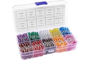 PNGKNYOCN Kit de 100 Fusibles de Coche, 3A 5A 7.5A 10A 15A 20A 25A 30A 35A 40A Kit de Fusibles de Recambio para Coche/RV/Camión/Motocicleta