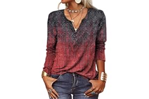 GRMLRPT Topy damskie z długim rękawem, okrągły dekolt, tunika, topy z nadrukiem, elegancka koszula na co dzień (wielokolorowa, S-XXL)