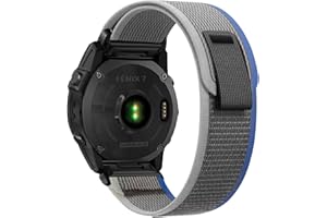 SumRioo Correa QuickFit 22 mm para Garmin Fenix 8/8 Solar 47 mm/Fenix E/Fenix 7 Pro/Fenix 7/6 Pro/6/5 Plus/5, Nylon Loop Trail Correa para Garmin Forerunner 965/955/945/935, Epix 2, Azul/Gris