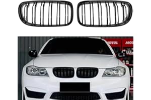 YIUBCZOQI E90 E91 Parrilla para BMW Serie 3 E90 E91 LCI Bj Riñones Negro Parrilla Delantera 2009 – 2011 doble listones Negro Brillante
