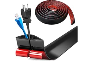 BOCGUY Flexibler Klein Kabelkanal, 5Mx5cm Selbstklebend Boden Kabelbrücke Kabelkanäle Kabelabdeckung Kabelschutz Kabelschacht, Leicht zu Schneiden Montage für Netzkabel Haus, Lager, Büro, Schule (Schwarz)