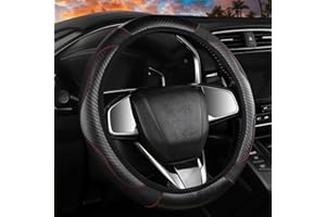 EUPSIIU Couvre Volant Voiture Housse de Volant en Cuir élastique Volant Antidérapant pour Véhicules Couvre Volant Respirante Antiderapante Accessoires de Volant Universels 38 cm (Noir)