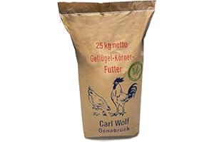 Carl Wolf - Geflügelkörnerfutter - 25 kg - Natürliche Premium-Qualität für gesundes Geflügel - Hühner - Enten - Regional - Naturbelassen - Ohne Gentechnik
