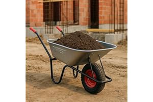 ONBEST Schubkarre mit 100 Liter vollverzinkt Silber – 250 kg Tragkraft – Luftreifen auf Stahlfelge – pulverbeschichteter Stahlrahmen schwarz – Bauschubkarre Gartenkarre – Plus Gartenabfallsack groß