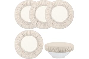 Oruola 4 Stück Gärhaube mit Gummizug für Brotbacken,Proofing Basket Cover,Leinentuch Oval,Abdeckhaube Gärkorb,Staubschutz Brotbacken,Frischhaltehaube(25cm)