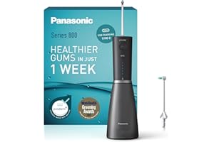 Panasonic Serie 800 Irrigatore Orale a Ultrasuoni EW-DJ86-K503, Idropulsore dentale, 200ml, 1 Ugello a Ultrasuoni e 1 Ugello Ortodontico, 5 Impostazioni di Pressione, Accessorio da Viaggio, Nero