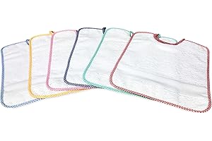 TEX FAMILY Lot de 6 bavoirs pour bébé en forme de petit pouce. 28 x 33 bavoirs avec élastique pur coton avec toile Aïda pour broder le nom – 6 pièces enfant mâle.