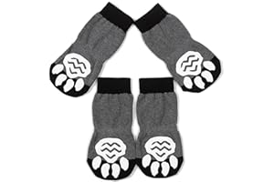 Akopawon 4 Pezzi Calzini Antiscivolo per Cani e Gatti Proteggi Zampe Calzini Controllo trazione per Interni, Calze per Cuccioli Cane e Gatto con Rinforzo in Gomma,Taglia S - 3XL per Cani 1.0-22.5kg
