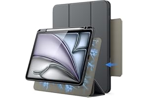 JETech Magnetyczne Odpinane Etui do iPad Air 11 Cala M3/M2 (2025/2024), iPad Air 5./4. z Pencil Uchwyt, Zdejmowana Obrotowa Osłona, Stojak Portretowy/Poziomy (Gwiezdna Szarość)
